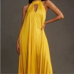 Anthropologie Vibrant Yellow Halter Maxi Dress